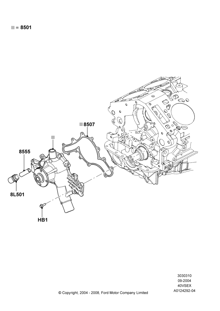 10 - Water Pump, 4.0L V6 12V SOHC EFI; 07/SEP/2004-22/MAR/2010