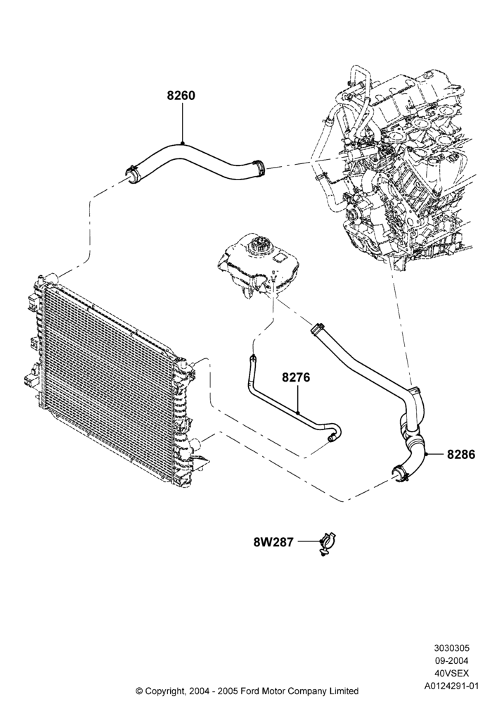 05 - Cooling System Pipes and Hoses, 4.0L V6 12V SOHC EFI; 07/SEP/2004-22/MAR/2010