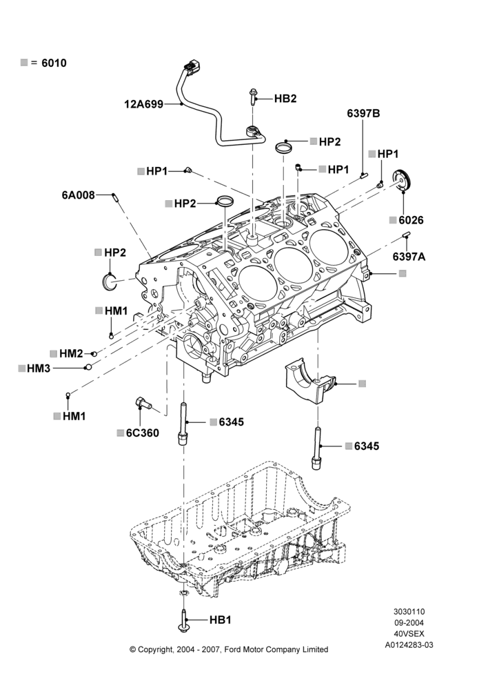 10 - Cylinder Block and Plugs, 4.0L V6 12V SOHC EFI; 07/SEP/2004-22/MAR/2010