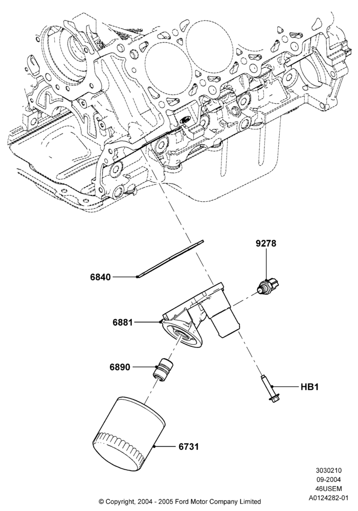 10 - Oil Cooler and Filter, 4.6L 3v V8 SOHC EFI; 07/SEP/2004-22/MAR/2010