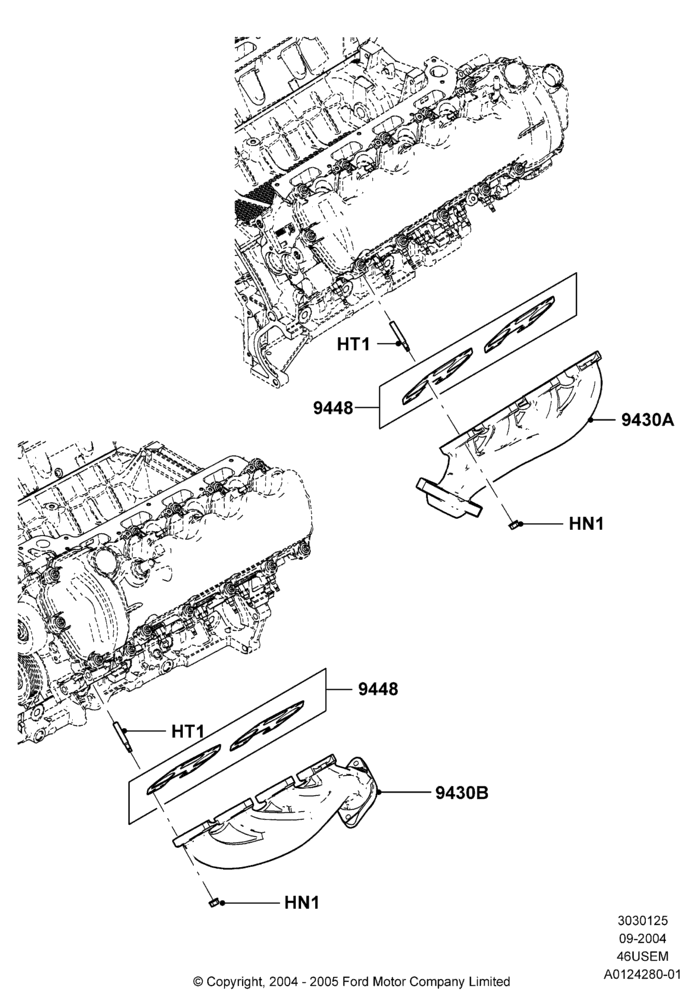Exhaust Manifold, 4.6L 3v V8 SOHC EFI