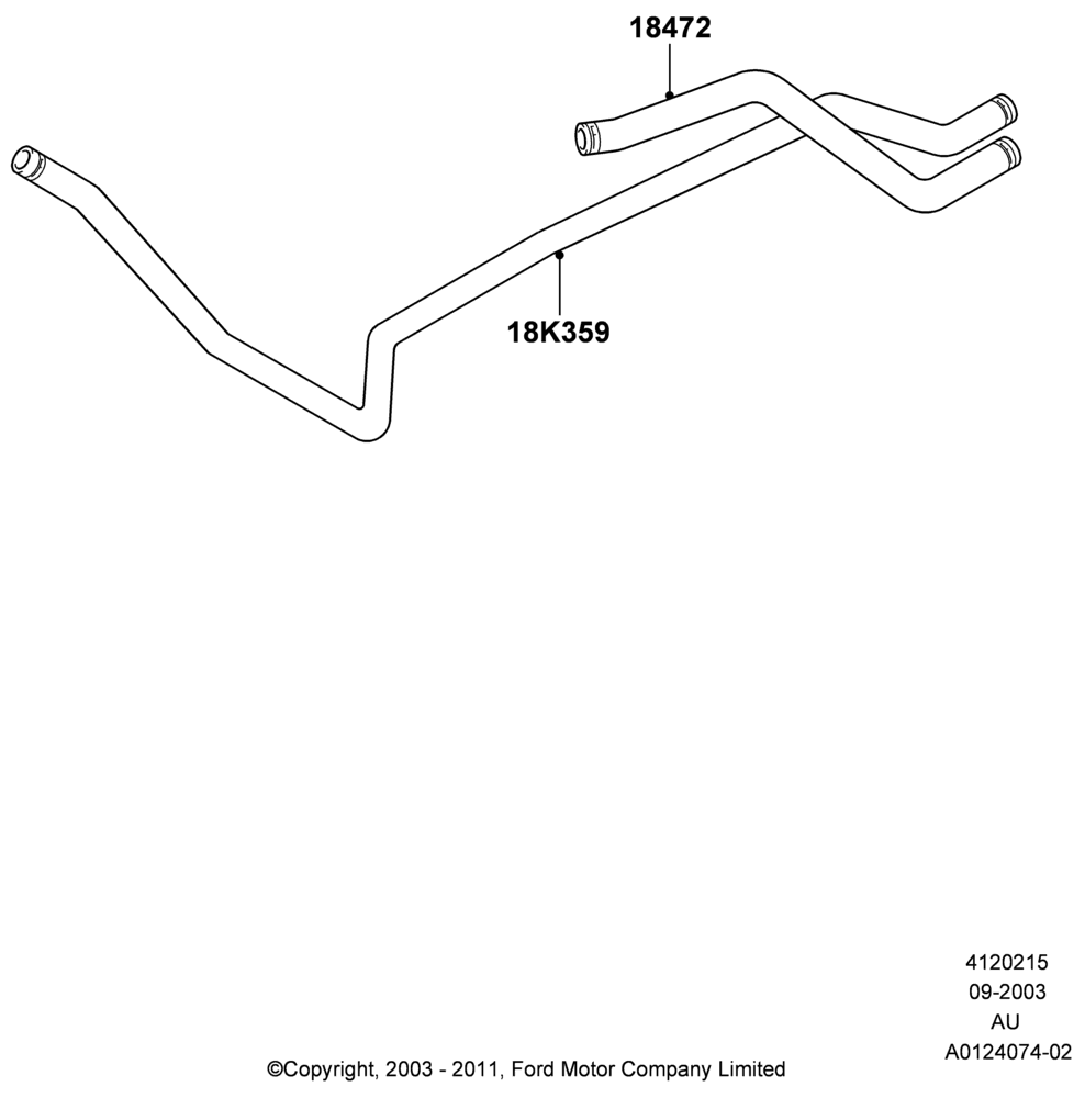 15D - Heater Hoses, 2.0L Zetec VVT (170PS); 04/SEP/2003-05/APR/2004