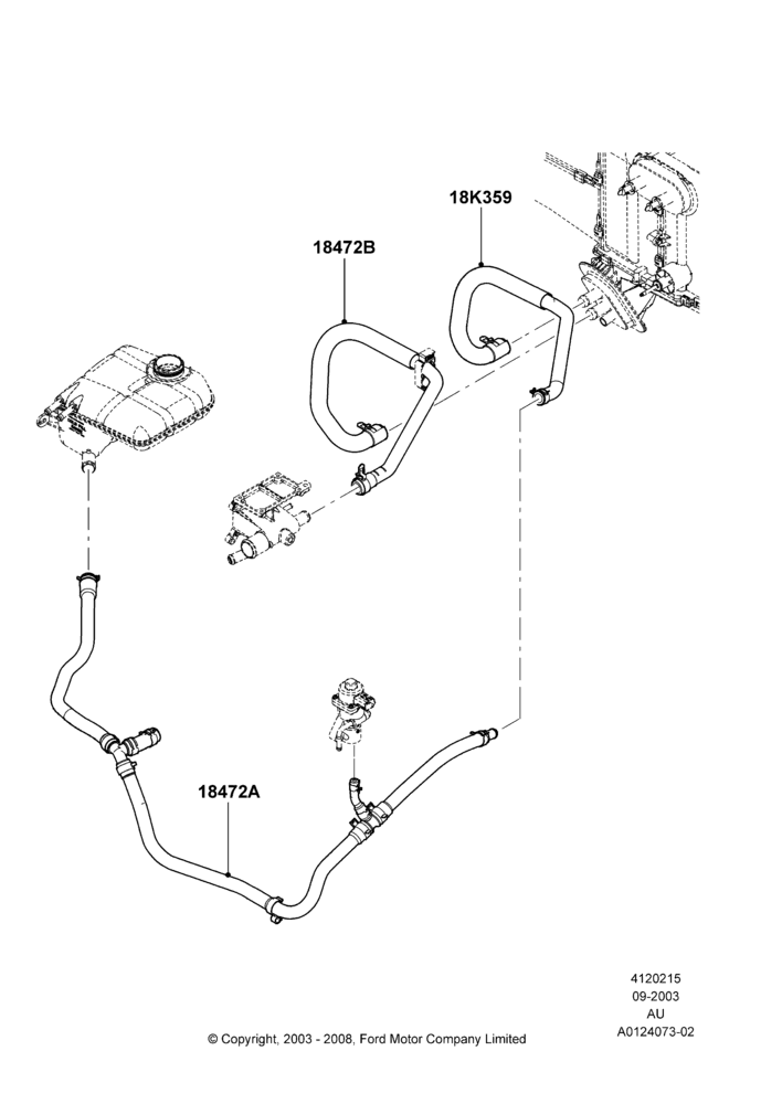 15C - Heater Hoses, 2.3L Duratec-HE (145PS) - MI4; 04/SEP/2003-27/AUG/2007