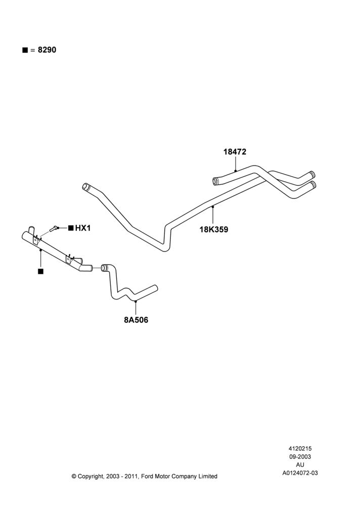 15B - Heater Hoses, Zetec 2.0 16V EFI; 04/SEP/2003-05/APR/2004