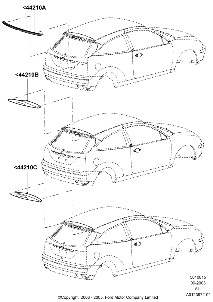 15C - Spoiler and Related Parts, 3/5 Door Sedan, Accessory; 04/SEP/2003-27/AUG/2007
