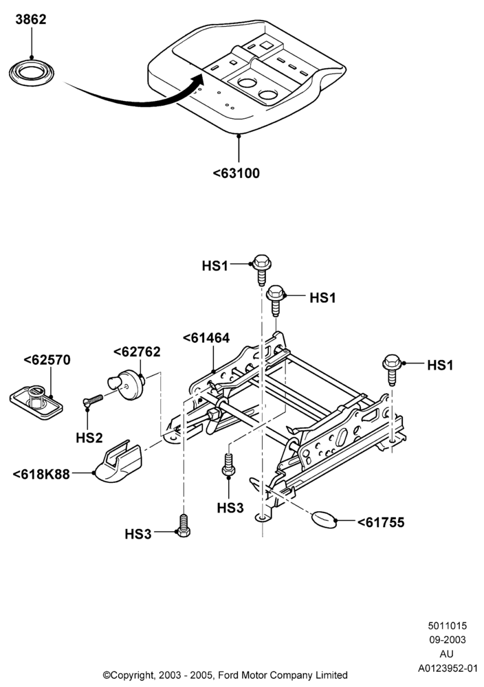 15B - Front Seat Base, 4 Door Sedan, 4 Door Wagon; 04/SEP/2003-27/AUG/2007