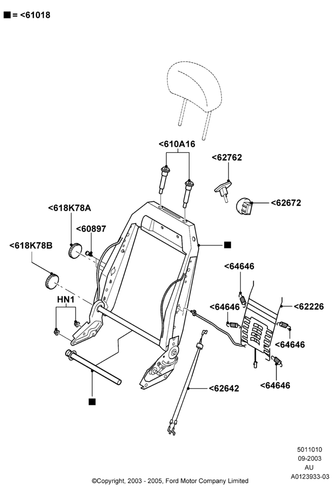 10C - Front Seat Back, All SVT Versions; 04/SEP/2003-05/APR/2004