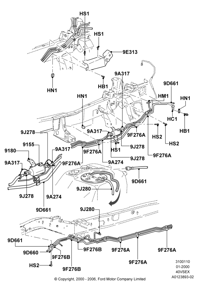 10M - Fuel Lines, 4.0L V6 12V SOHC EFI; 31/JAN/2000-24/JUL/2000