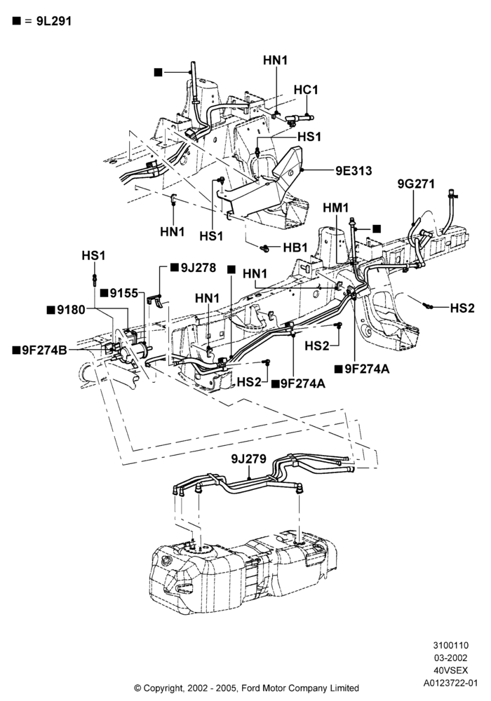 10L - Fuel Lines, 4.0L V6 12V SOHC EFI; 04/MAR/2002-09/MAY/2003