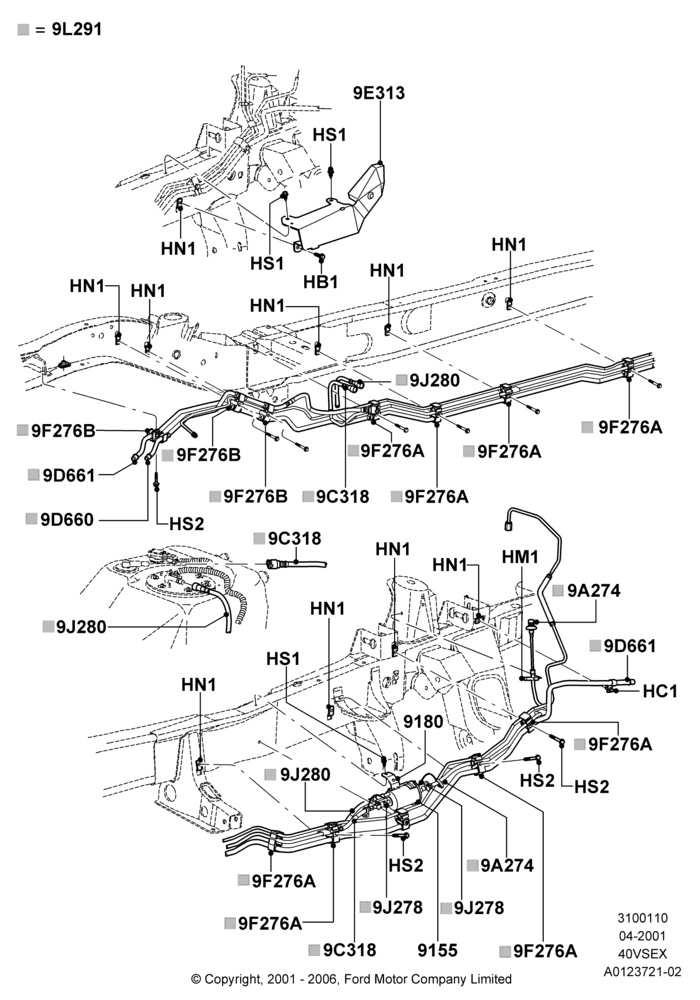 10K - Fuel Lines, 4.0L V6 12V SOHC EFI; 20/APR/2001-04/MAR/2002