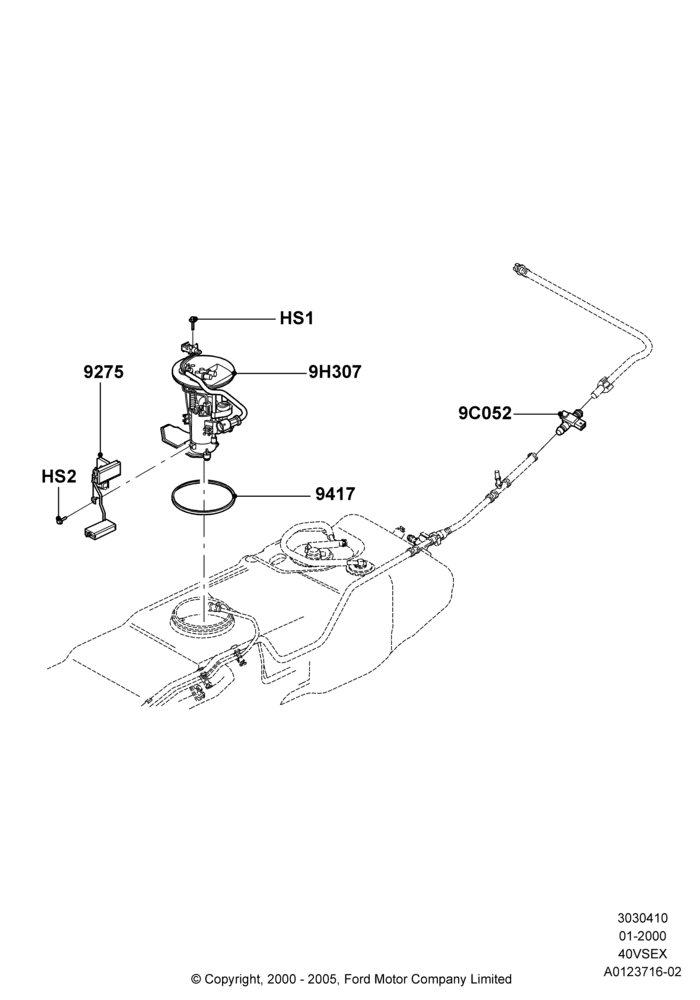 10H - Fuel Pump And Sender Unit, 4.0L V6 12V SOHC EFI, For Unleaded Fuel; 20/APR/2001-04/MAR/2002