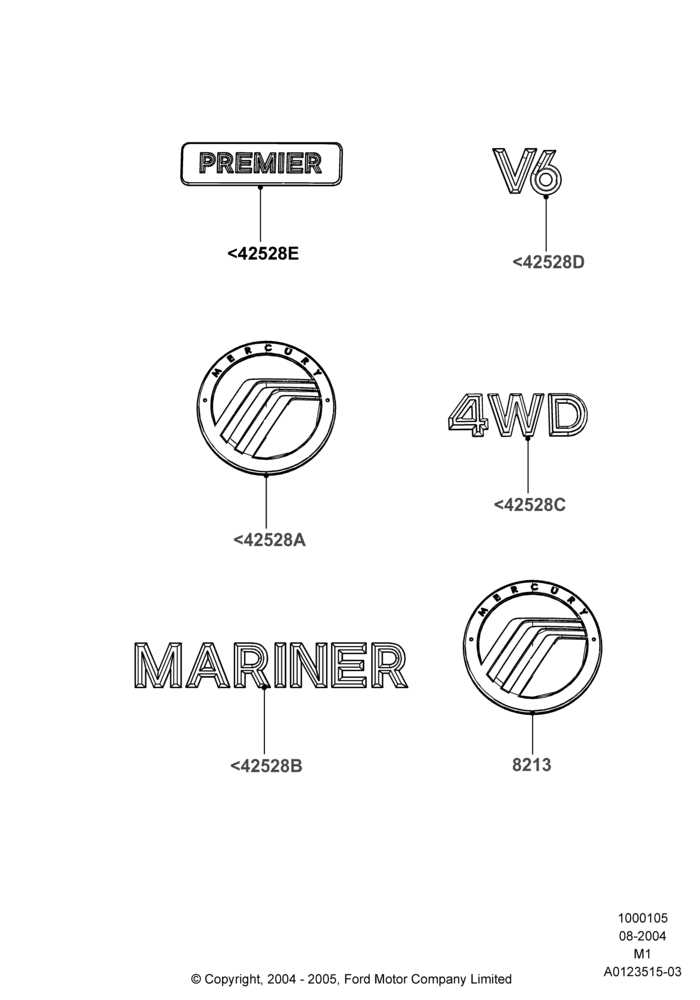 Name Plates, (+) North American Markets, Lincoln/Mercury Series