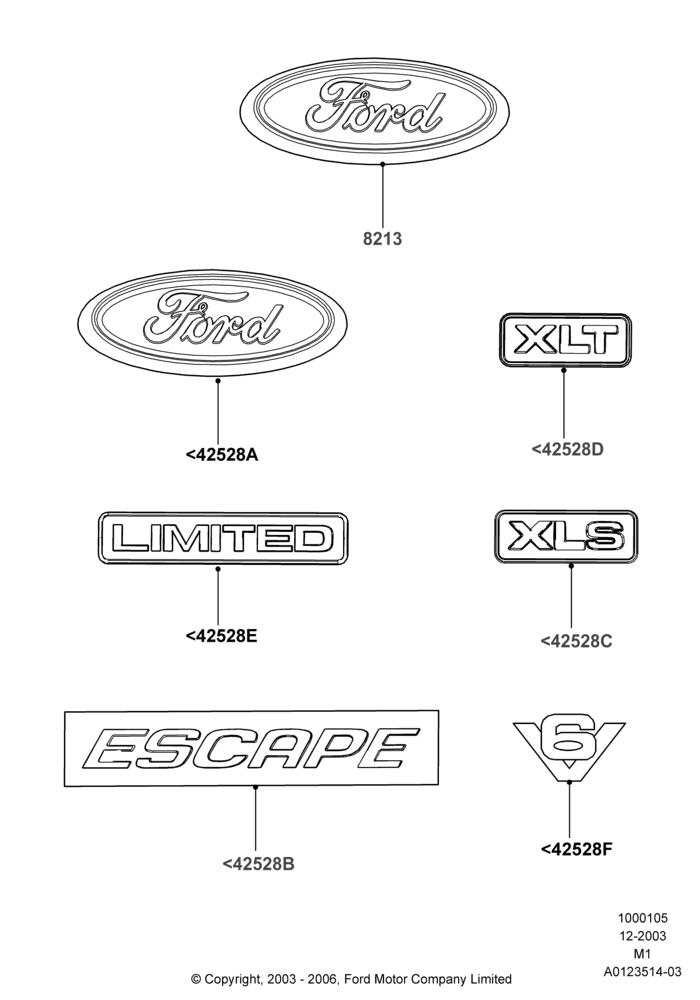 Name Plates, (+) North American Markets, Ford Series