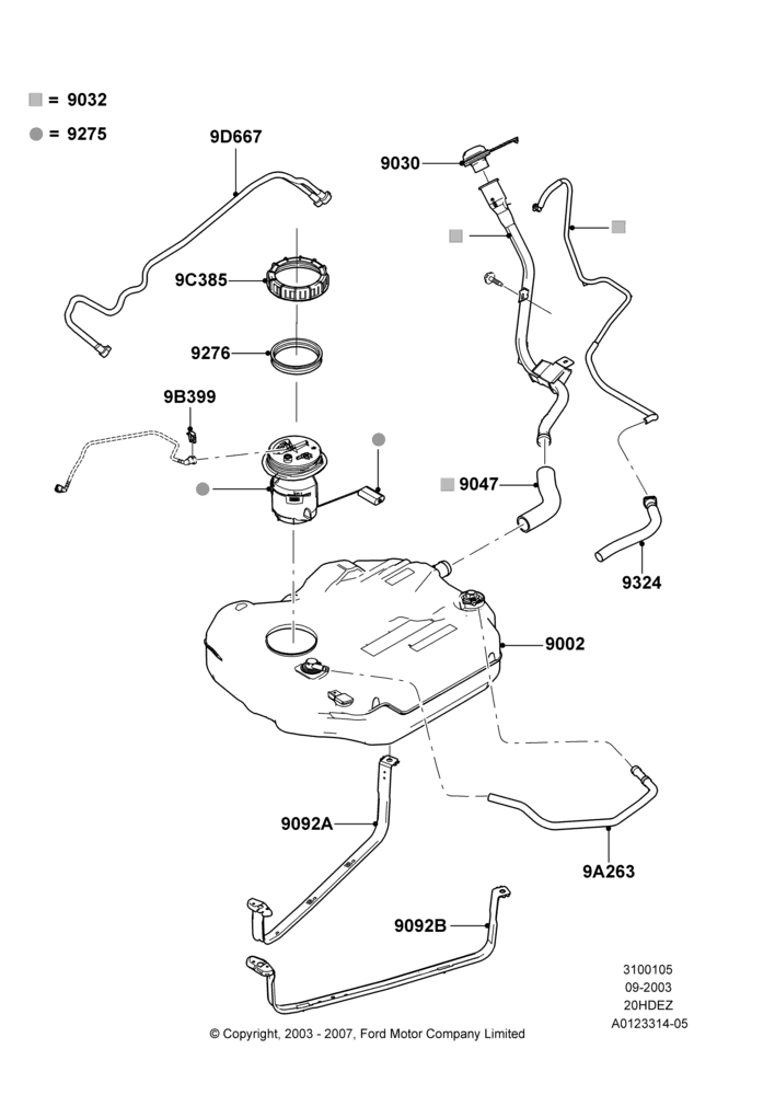 05C - Fuel Tank, SVT Package, 2.0L Zetec VVT (170PS); 04/SEP/2003-05/APR/2004