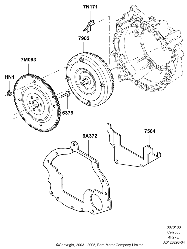 60C - Converter, 4-Speed Automatic Transaxle - 4F27E, Zetec 2.0 16V EFI; 04/SEP/2003-05/APR/2004
