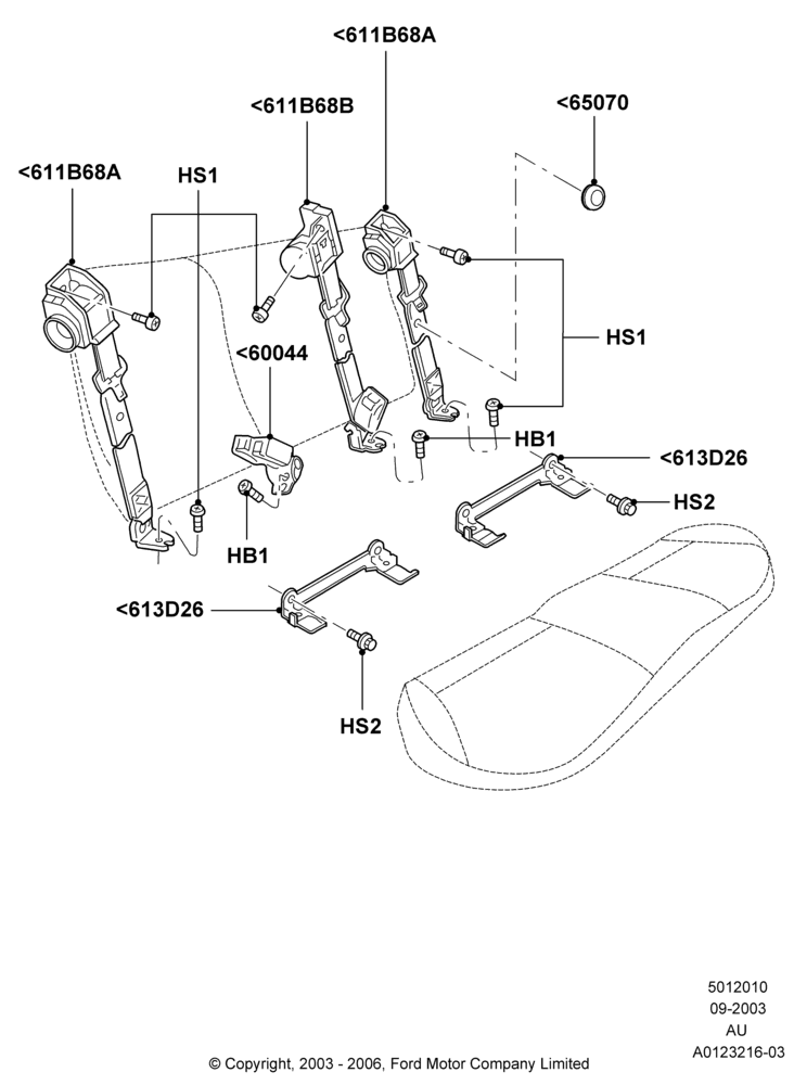 10C - Rear Seat Belts, 4 Door Wagon; 04/SEP/2003-27/AUG/2007