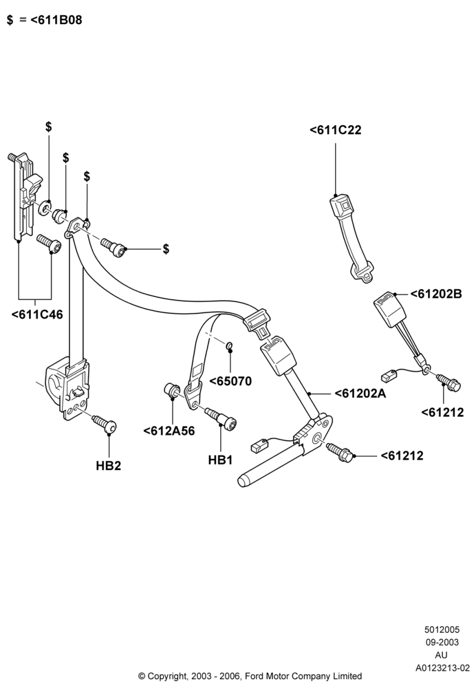 05C - Front Seat Belts, 4 Door Wagon; 04/SEP/2003-05/APR/2004