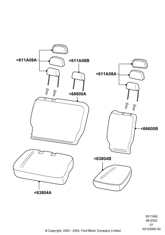 40B - Rear Seat Covers; 19/AUG/2002-30/JUN/2005