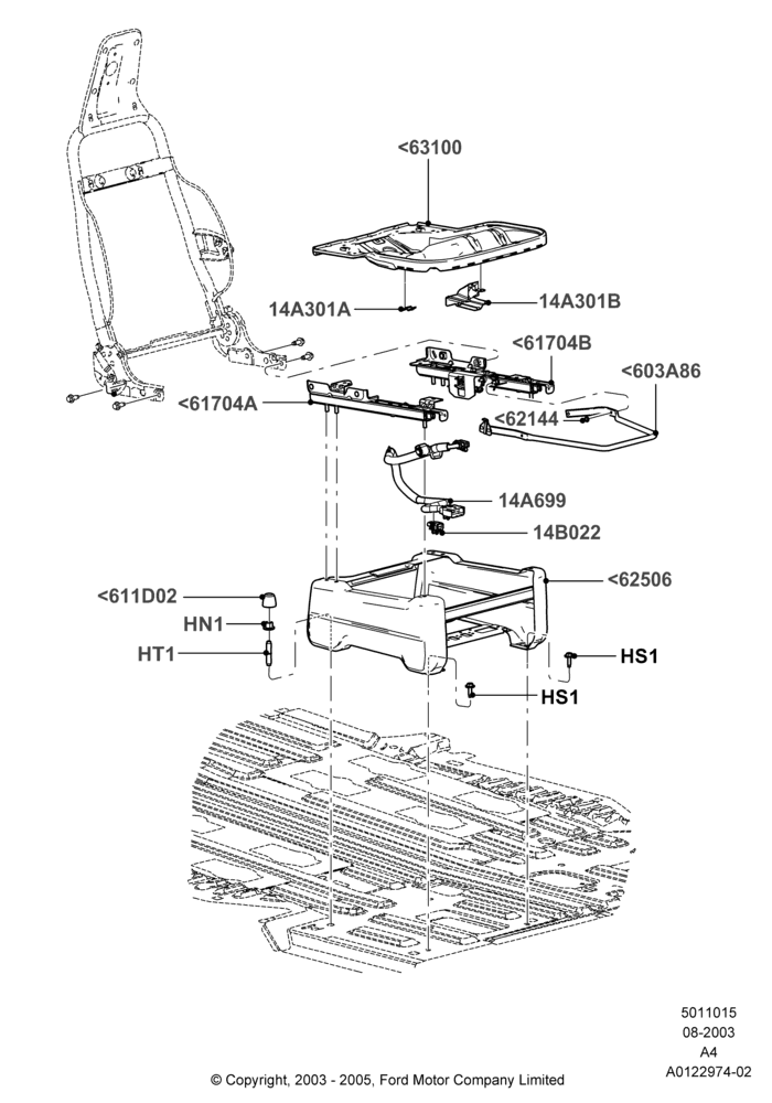 15D - Front Seat Base, With Pass. 2 Way Manual Seat Adjust, Passenger Seat; 25/AUG/2003-02/JAN/2007
