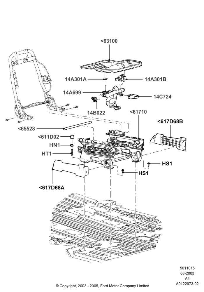 15C - Front Seat Base, With Pass 6 Way Power Seat Adjuster, Passenger Seat; 25/AUG/2003-02/JAN/2007