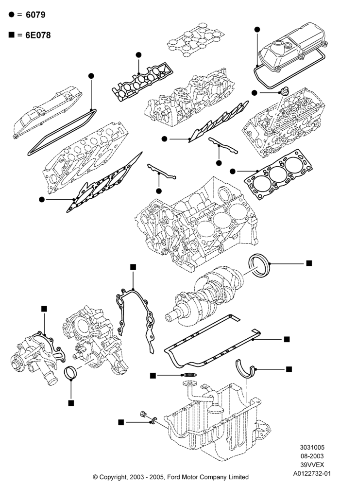 05 - Engine Gasket Kits, 3.9L OHV EFI NA V6 GAS; 25/AUG/2003-02/JAN/2007