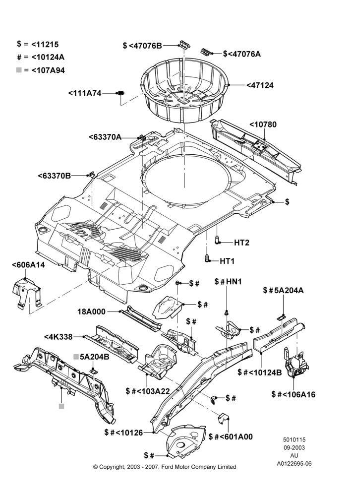 15C - Floor Pan - Center and Rear, 4 Door Wagon; 04/SEP/2003-27/AUG/2007