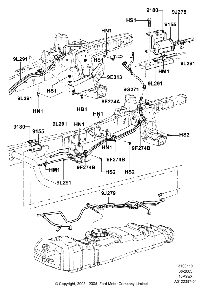10J - Fuel Lines, 4.0L V6 12V SOHC EFI; 04/AUG/2003-30/JUN/2005