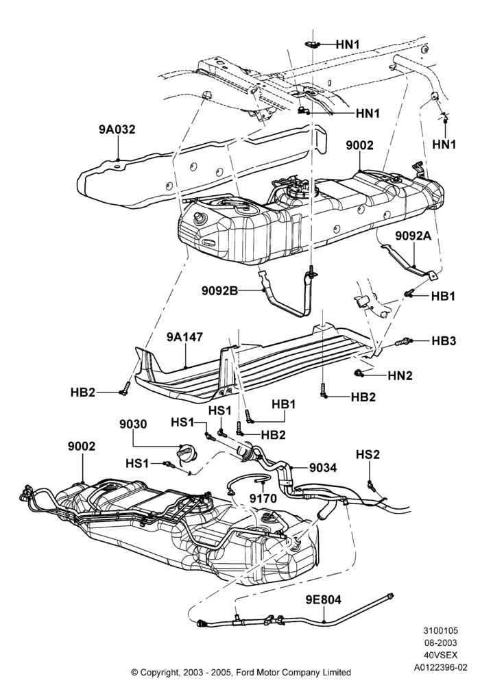 05F - Fuel Tank, 4.0L V6 12V SOHC EFI; 04/AUG/2003-30/JUN/2005