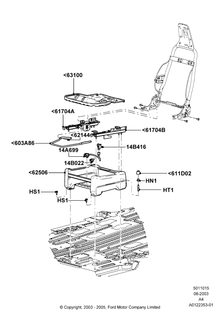 15B - Front Seat Base, With Driver 2 Way Mnl.Seat Adjuster, Driver Seat; 25/AUG/2003-02/JAN/2007