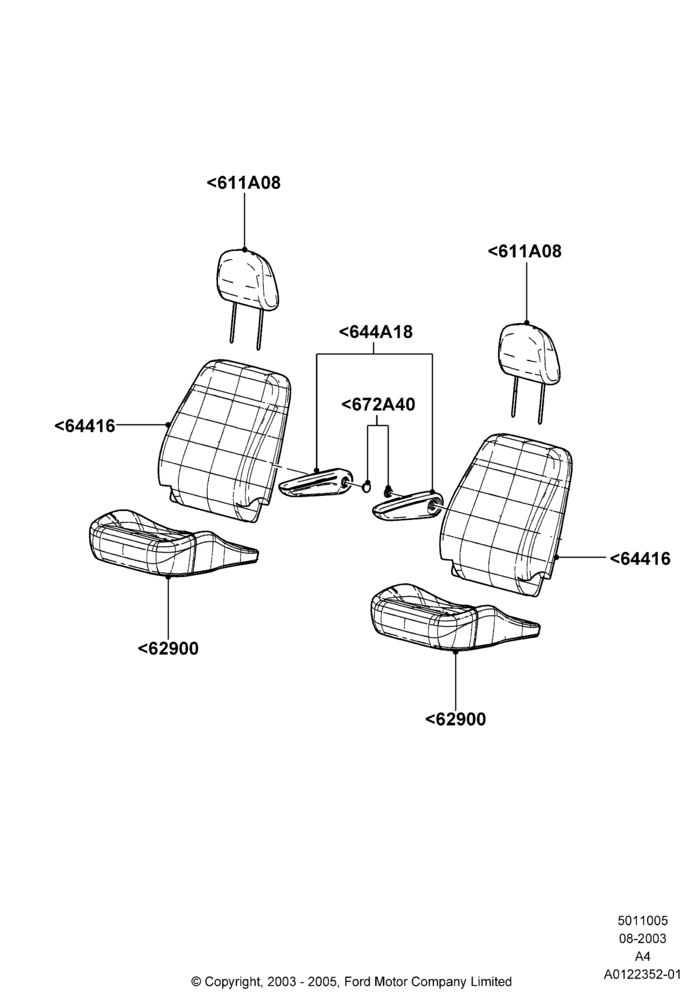 05B - Front Seat Covers, Ford Series, With Premium Front Seats; 25/AUG/2003-02/JAN/2007