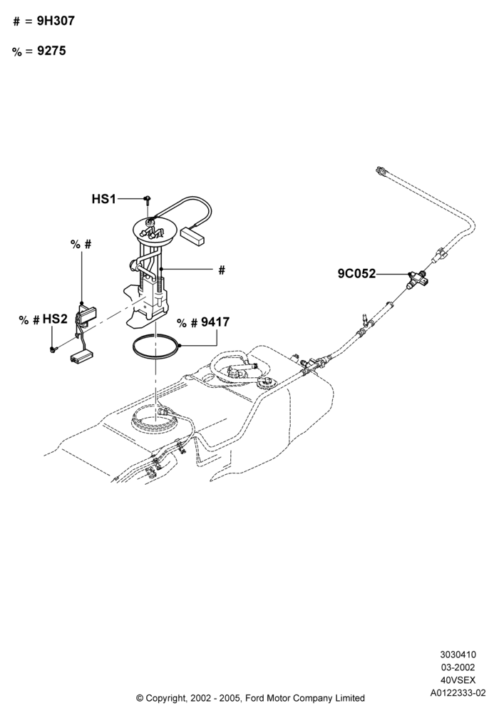 10E - Fuel Pump And Sender Unit, 4.0L V6 12V SOHC EFI, For Unleaded Fuel; 23/APR/2001-04/MAR/2002