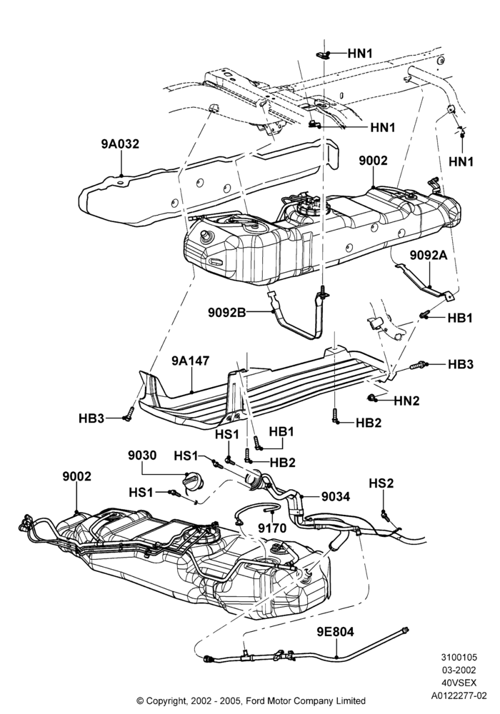 05E - Fuel Tank, 4.0L V6 12V SOHC EFI; 04/MAR/2002-04/AUG/2003