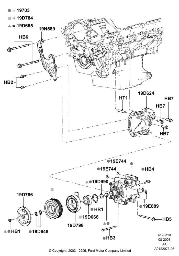 10B - Air Conditioning Condensr/Compressr, Compressor Assy, New; 25/AUG/2003-02/JAN/2007