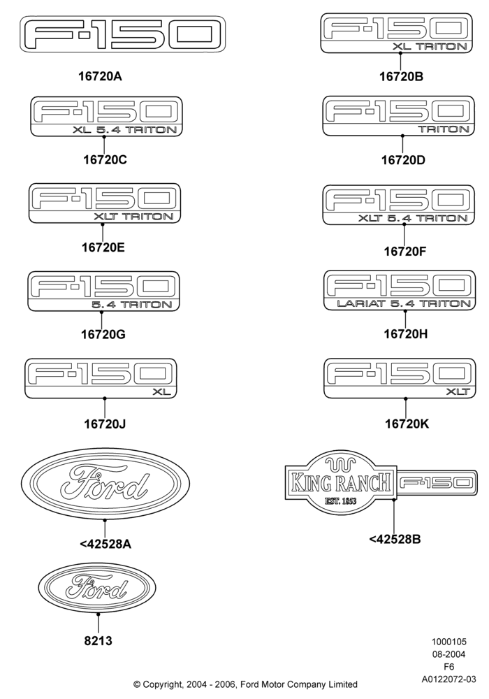Name Plates, Ford 150 Series