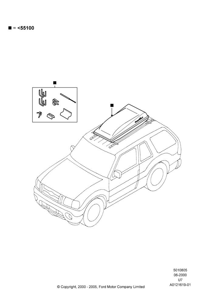 05Z - Roof Rack Systems, Accessory, Sport Track Luggage Carrier; 31/JAN/2000-09/MAY/2003