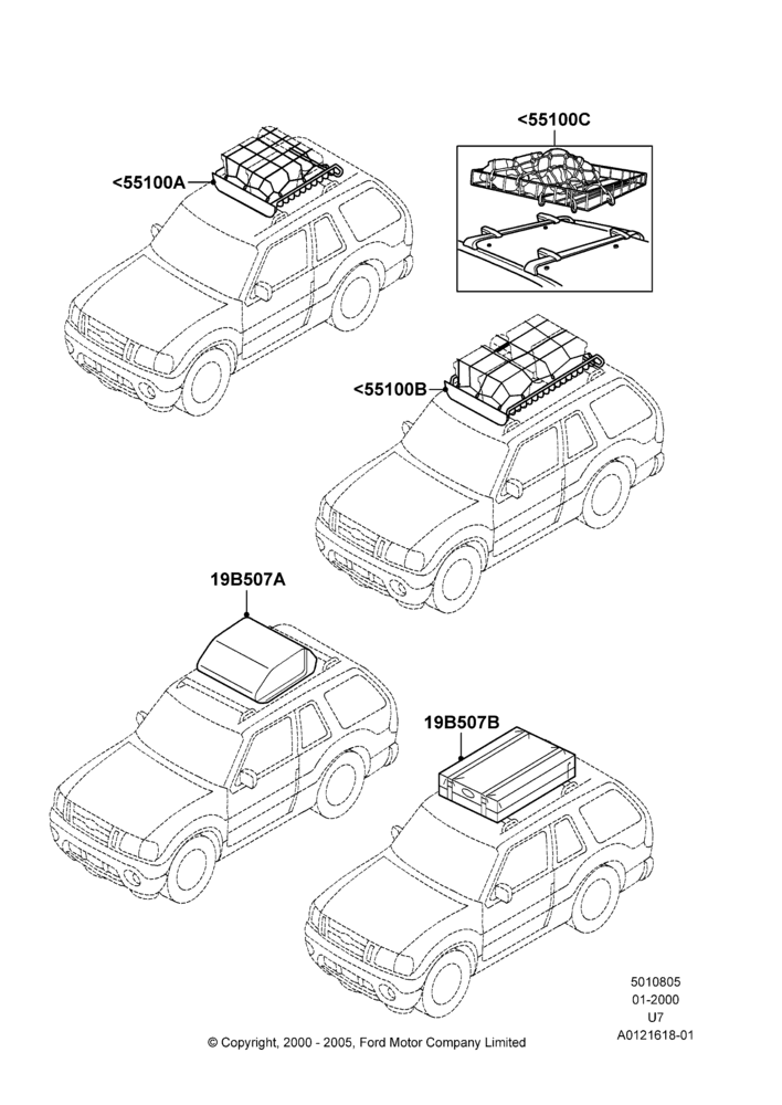 05Y - Roof Rack Systems, Accessory, For Load Warrior Basket, Basket Extension And Luggage/Cargo Basket, Framed And Soft Luggage Carrier; 31/JAN/2000-09/MAY/2003