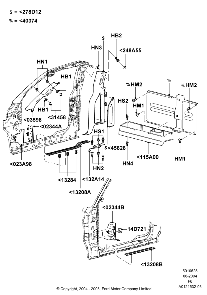 25B - Side Trim, Regular Cab; 23/AUG/2004-18/AUG/2008