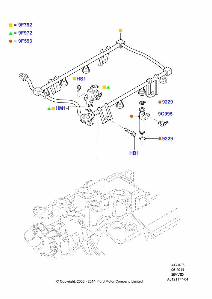 05 - Fuel Injectors and Pipes, 3.9L OHV EFI NA V6 GAS; 05/SEP/2003-12/MAY/2004