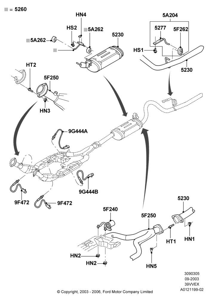 Exhaust System, 3.9L OHV EFI NA V6 GAS