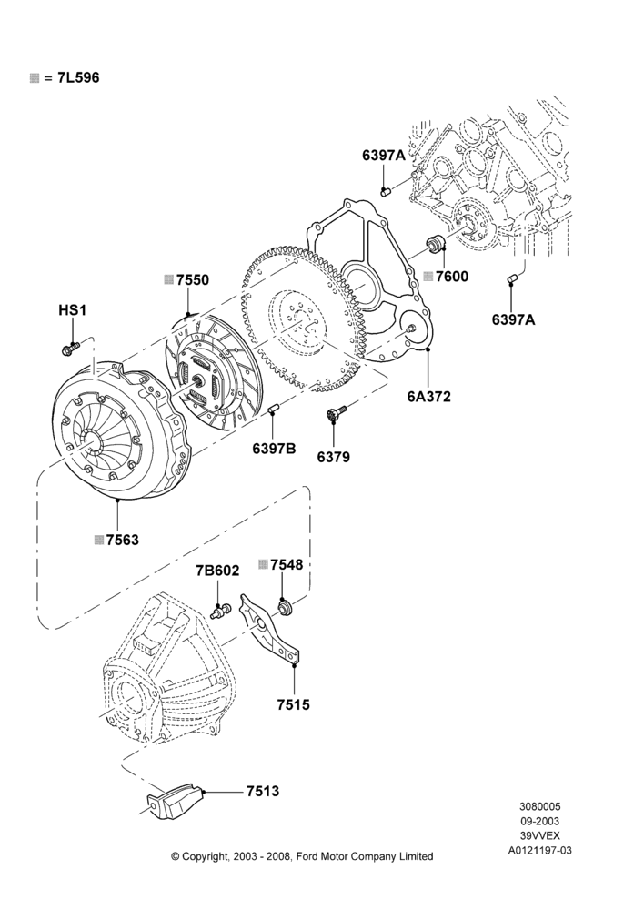 05 - Clutch, 3.9L OHV EFI NA V6 GAS, Manual Transmission; 05/SEP/2003-12/MAY/2004