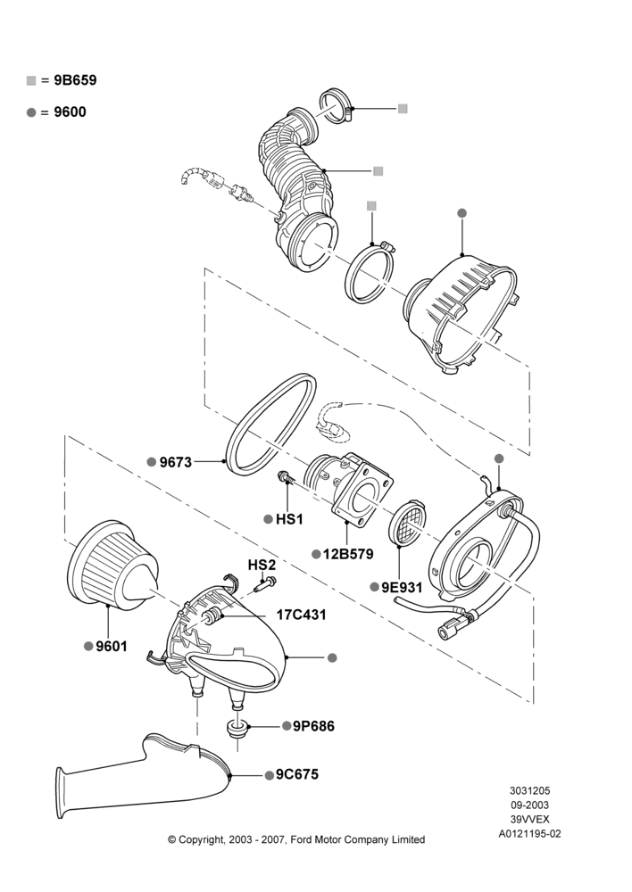 05 - Air Cleaner, 3.9L OHV EFI NA V6 GAS; 05/SEP/2003-12/MAY/2004