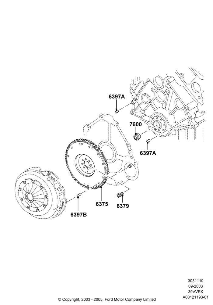 10A - Flywheel, 3.9L OHV EFI NA V6 GAS; 05/SEP/2003-12/MAY/2004