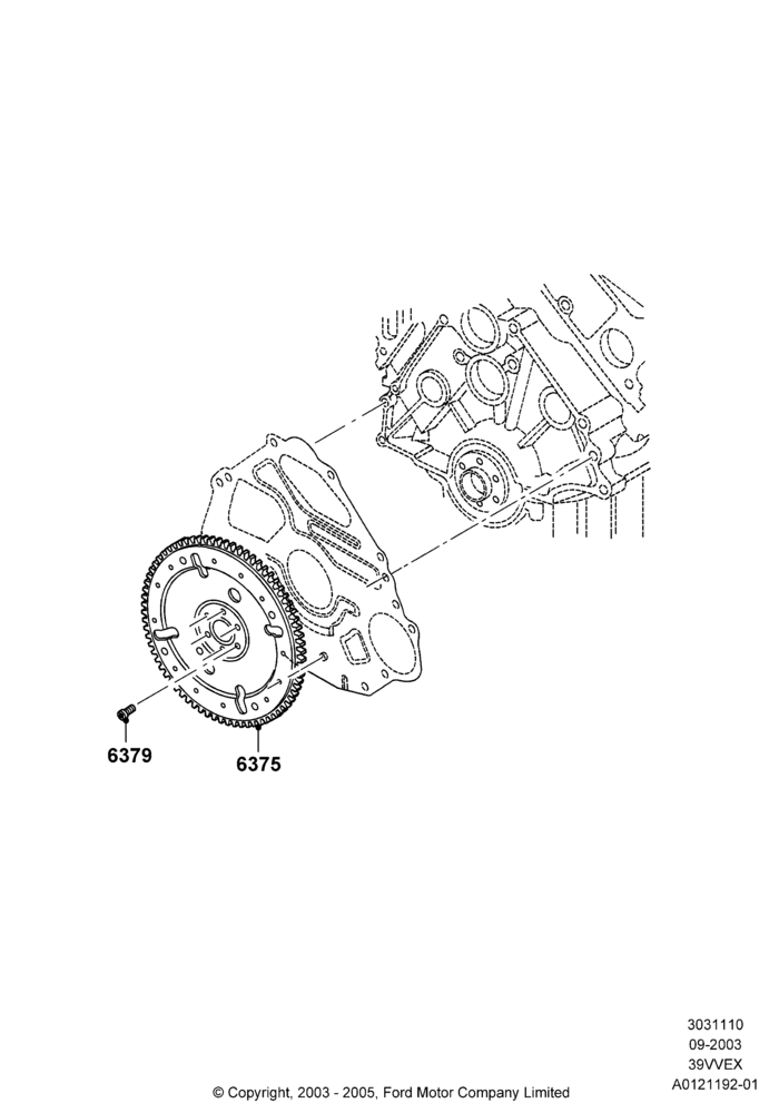10B - Flywheel, 3.9L OHV EFI NA V6 GAS, Automatic; 05/SEP/2003-12/MAY/2004