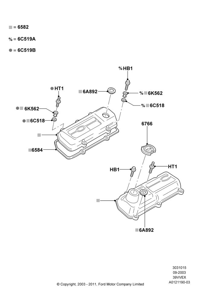 15 - Cylinder Head Cover, 3.9L OHV EFI NA V6 GAS; 05/SEP/2003-12/MAY/2004