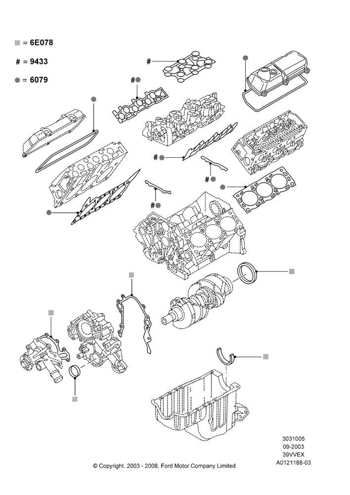 05 - Engine Gasket Kits, 3.9L OHV EFI NA V6 GAS; 05/SEP/2003-12/MAY/2004