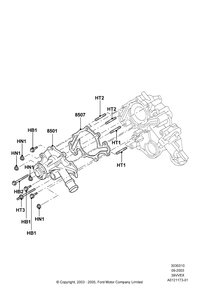Water Pump, 3.9L OHV EFI NA V6 GAS