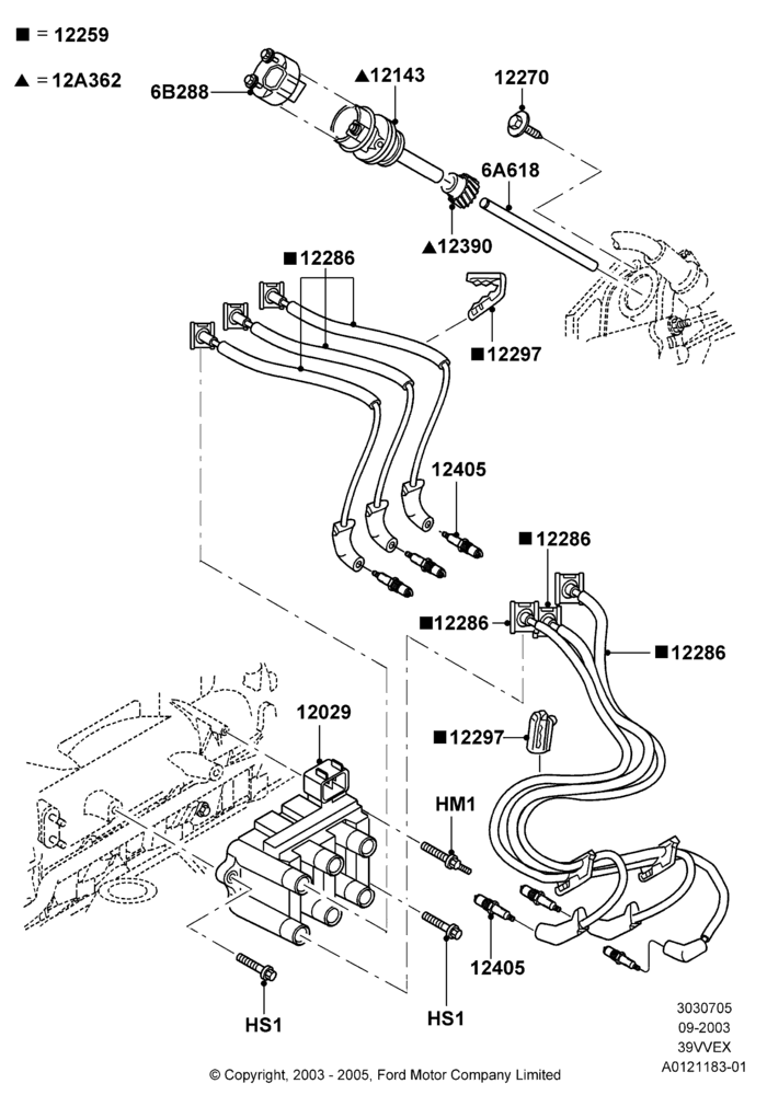 05 - Ignition Coil and Wires/Spark Plugs, 3.9L OHV EFI NA V6 GAS; 05/SEP/2003-12/MAY/2004