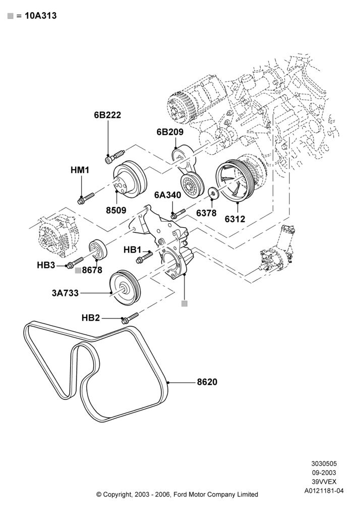 Pulleys and Drive Belts, 3.9L OHV EFI NA V6 GAS