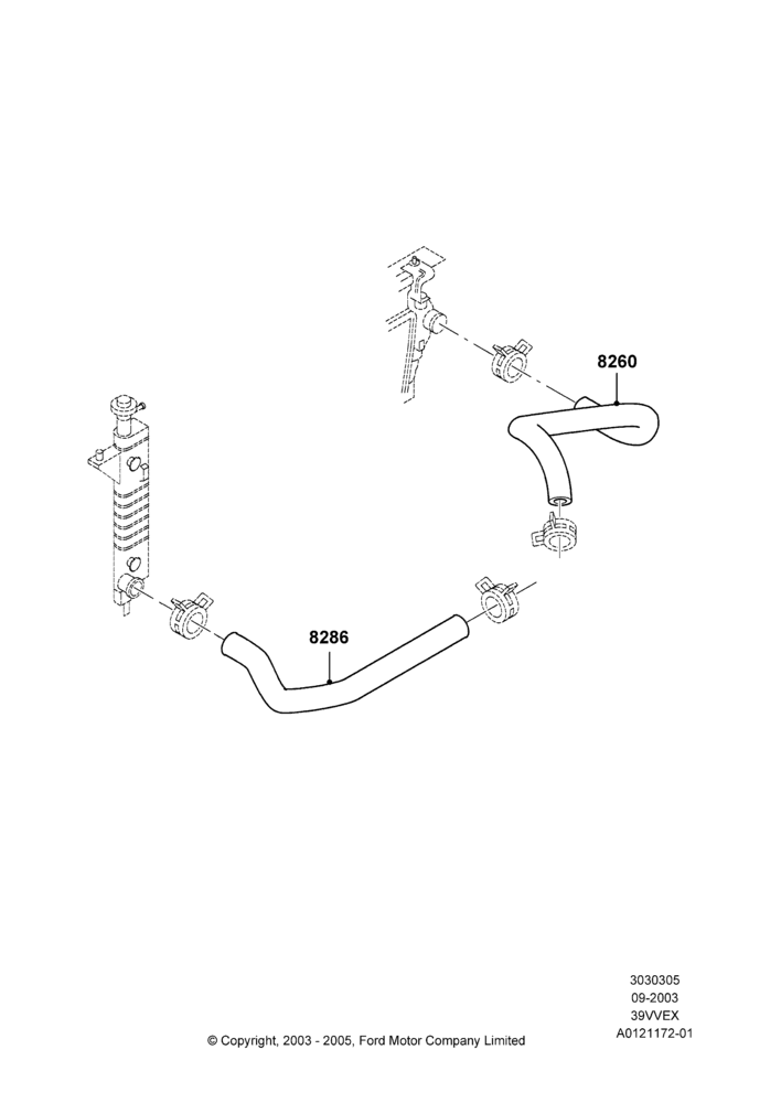 Cooling System Pipes and Hoses, 3.9L OHV EFI NA V6 GAS