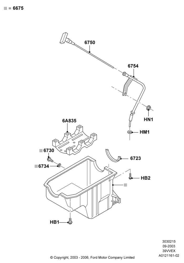 15 - Oil Pan/Oil Level Indicator, 3.9L OHV EFI NA V6 GAS; 05/SEP/2003-12/MAY/2004